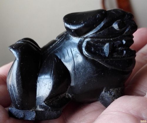 清 煤精狮子镇纸