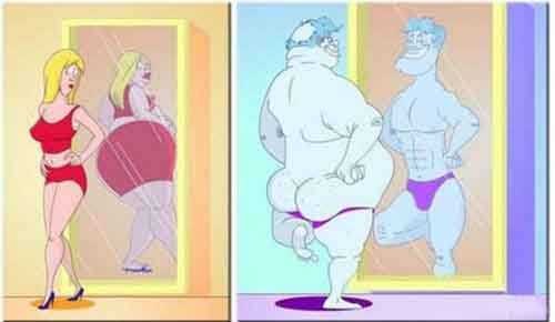 男人与女人照镜子的区别