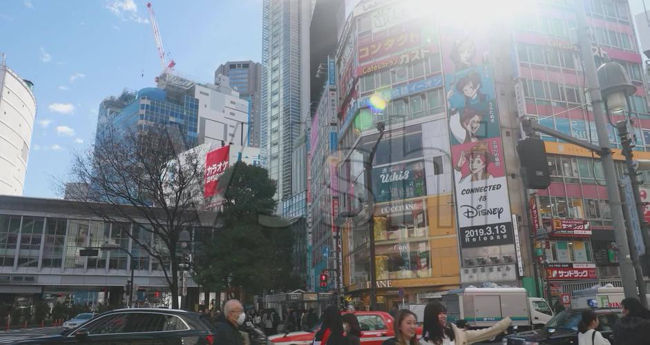 日本 东京 街景 行人 马路 十字路口 斑马线