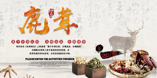 保健品鹿茸名贵中药材养生圣品古风海报设计