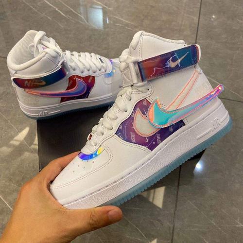 af1空军一号电玩像素白镭射换钩权志龙学生冰蓝高帮运动篮球鞋男