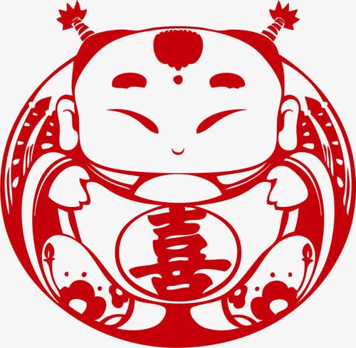 中国风剪纸可爱娃娃