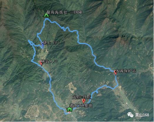 8km市民健身徒步路线 起点:黄山168景观大门——峡谷入口——降上古