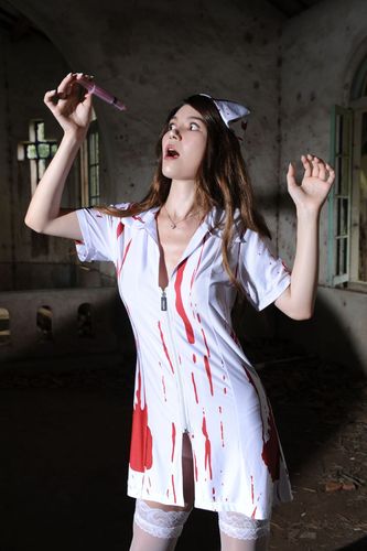 外贸派对礼服 成人万圣节角色扮演恐怖衣服 cosplay血腥女鬼护士