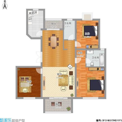 金融家3室0厅2卫1厨157.00㎡户型图