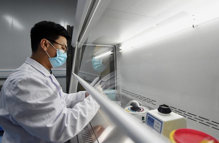 在天津医科大学总医院新型冠状病毒核酸检测实验室,李杨在进行实验