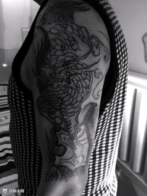 大臂麒麟(未完成)_纹身图案手稿图片_纹者有纹.的纹身作品集