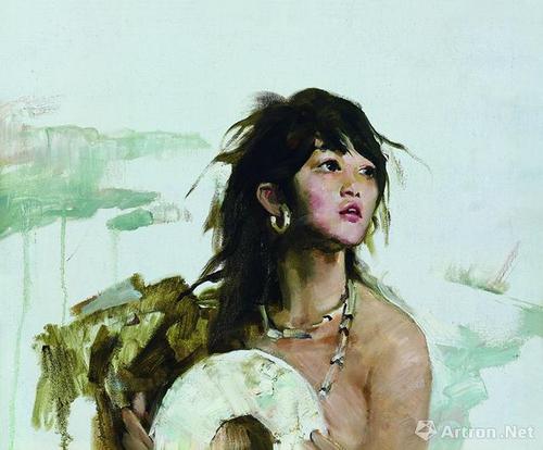 《玉女》  潘鸿海 54×65cm