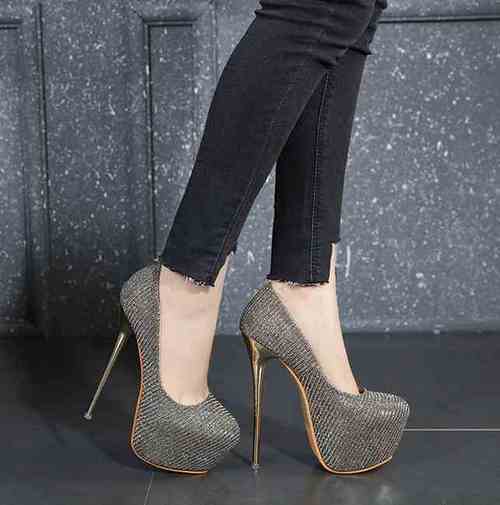 恨天高高跟鞋细跟40cm性感_恨天高16cm超高跟性感夜店女单鞋17cm细跟