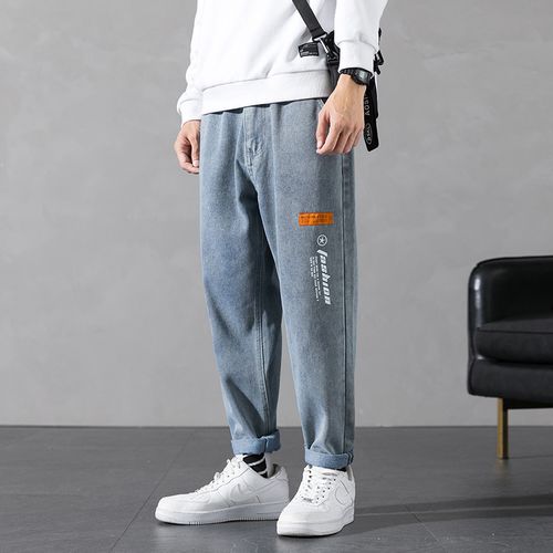 春季大码潮牌破洞牛仔裤男小脚男士潮流哈伦裤日系复古宽松大码裤子潮