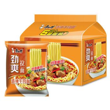 康师傅方便面劲爽香辣牛肉面五连包