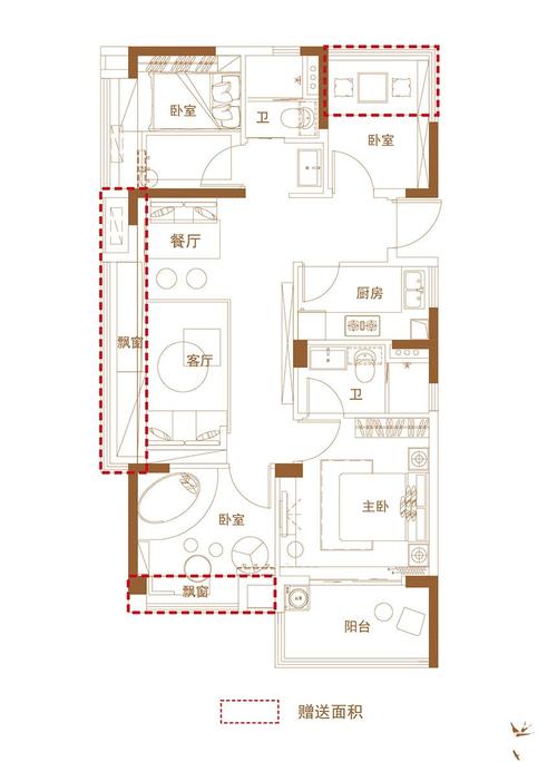 碧桂园中堂99㎡户型4室2厅99平米