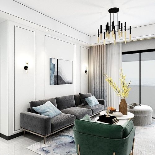 沙发背景呼应电视背景墙,壁灯的运用让本身单调空间美观耐看