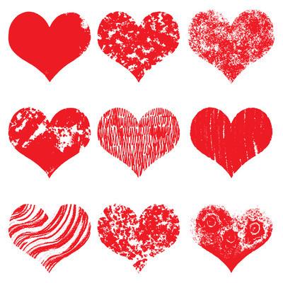 heart icons, hand drawn icons