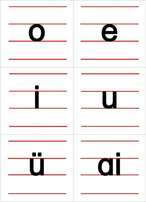 小学汉语拼音字母表卡片(四线格版)