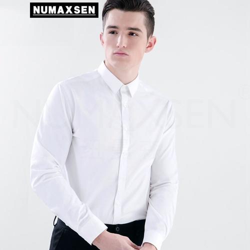 numaxsen品牌男装白衬衫修身男200支纯棉长袖衬衣秋季