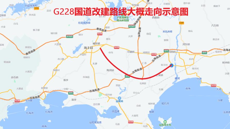 广东汕尾g228国道改建工程,路线长约32.4公里,全线采用双向六车道