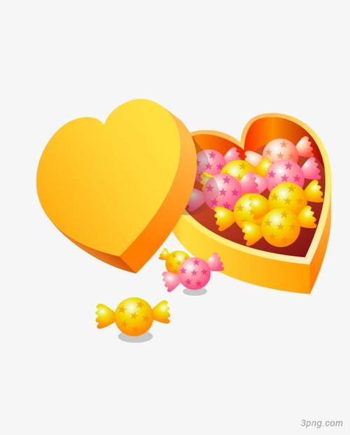 金色糖果盒子png素材透明免抠图片-卡通手绘