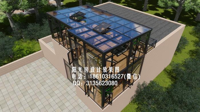 隔热镀膜玻璃双层露台阳光房装修设计方案效果图