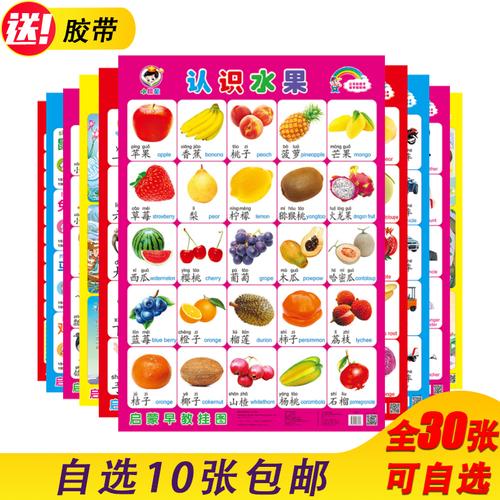 儿童拼音挂图水果数字早教启蒙宝宝认知幼儿玩具识字学习卡片无声