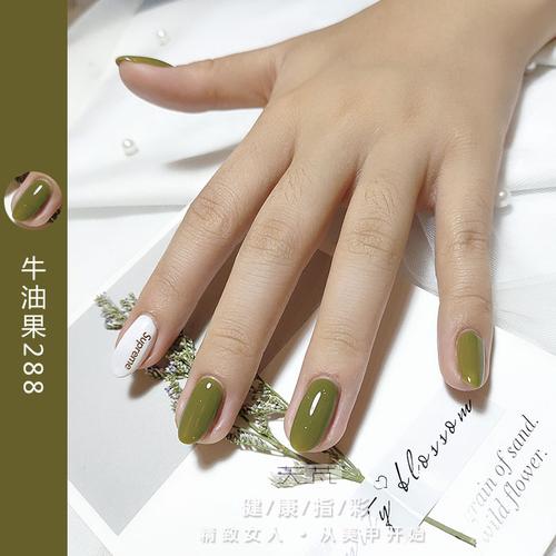 甲油胶2021年新款流行色铂金显白牛油果绿南瓜色光疗胶美甲店专用