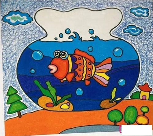 金鱼儿童画,鱼缸里的鱼儿儿童画图片