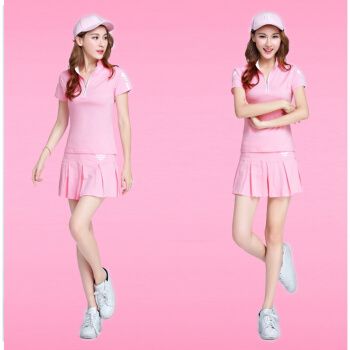 女装女夏套装韩国时尚修身2019高尔夫球服装女短裙两件套6 粉红色 xl