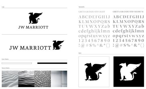 是小万豪先生为纪念父亲而创立的顶级酒店品牌,因此这个狮鹫logo也是j