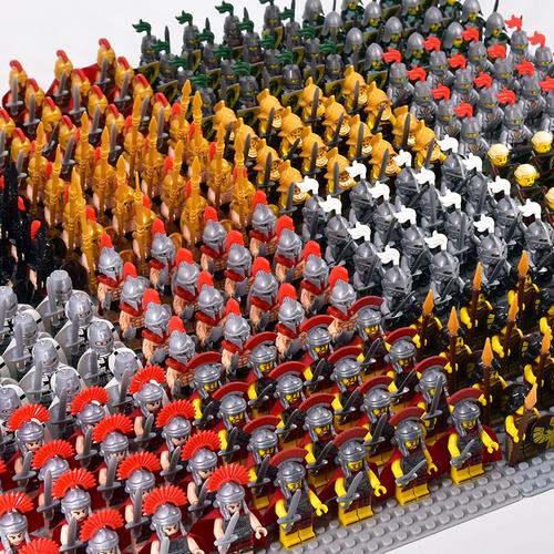 定制兼容中古古代士兵骑兵军团罗马战士魔戒指环王中世纪城堡人仔积木