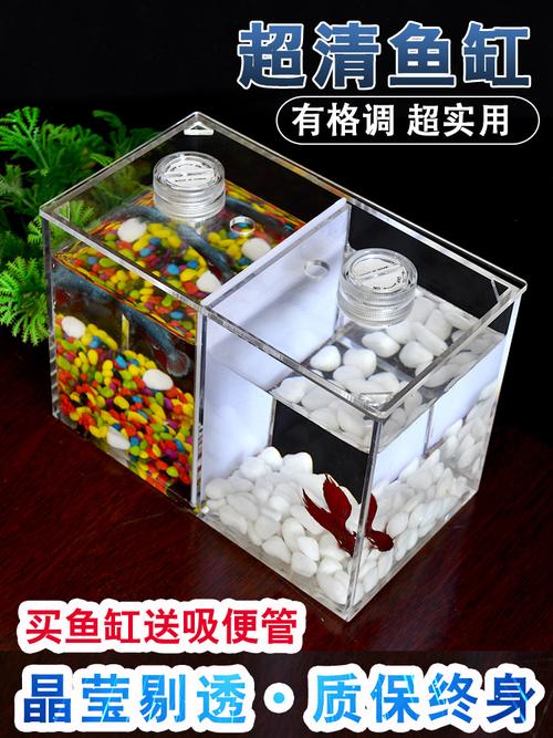 双格小鱼缸玻璃斗鱼缸多格隔离盒孵化盒观赏鱼孔雀鱼斗鱼缸外独立