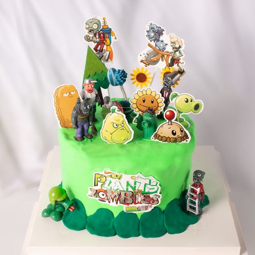 植物大战僵尸蛋糕装饰摆件 男孩生日节日烘焙插件装扮