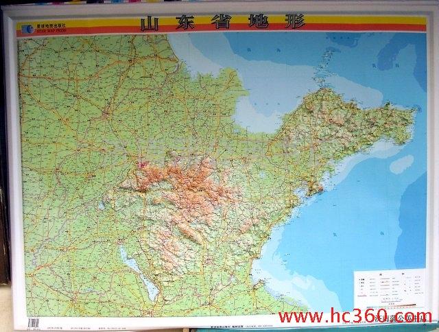 地图挂图(一全张立体挂图)山东省地形商品大图