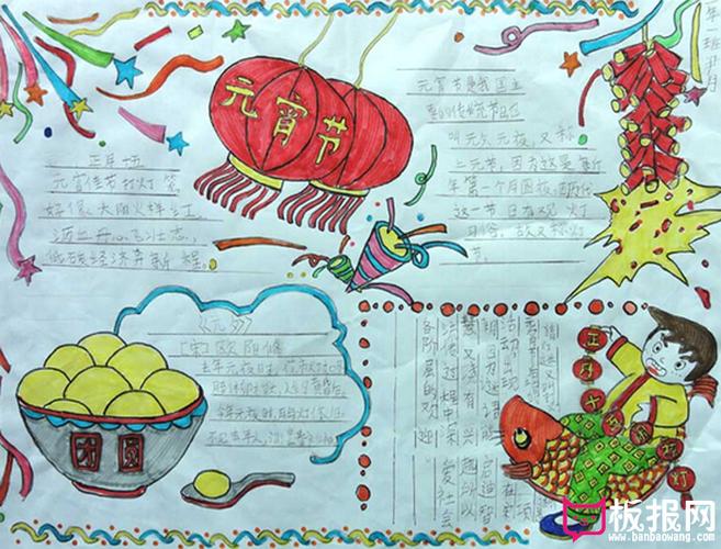 2018年元宵节手抄报图片,元宵习俗