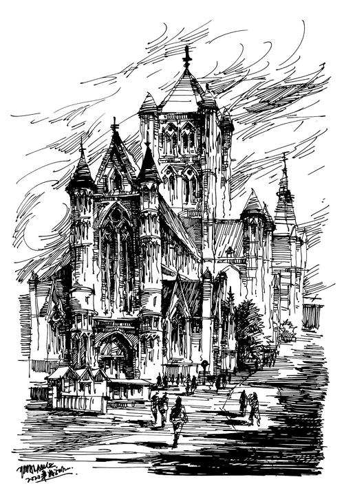 欧式建筑钢笔速写|纯艺术|绘画|白鹿猿 - 原创作品 - 站酷 (zcool)
