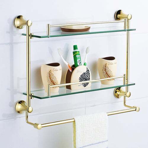 裕浴浴巾架金色毛巾架卫生间置物架浴室欧式五金挂件套装