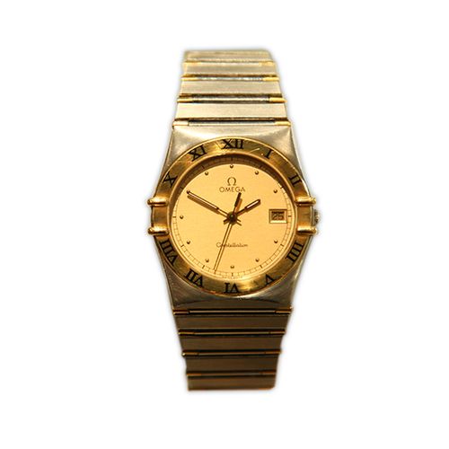 omega 欧米茄金色表盘男表