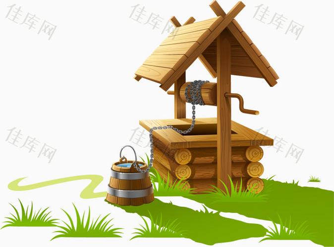 矢量手绘古井