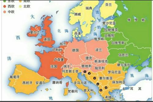 东欧,西欧,南欧,北欧分别有哪些国家