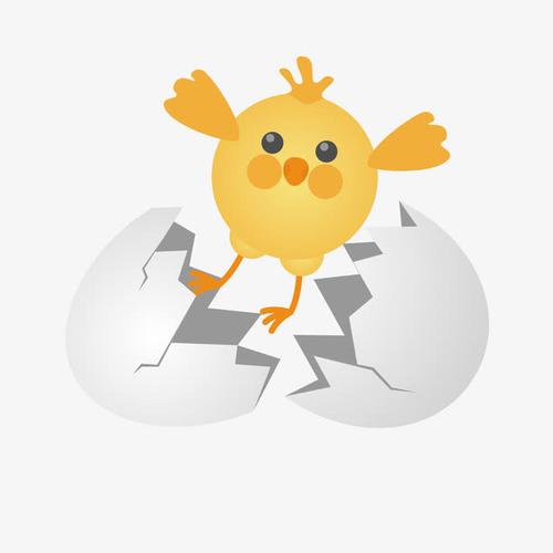 破壳而出的黄色小鸡