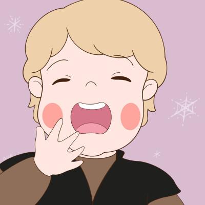 卡通情侣头像打哈欠