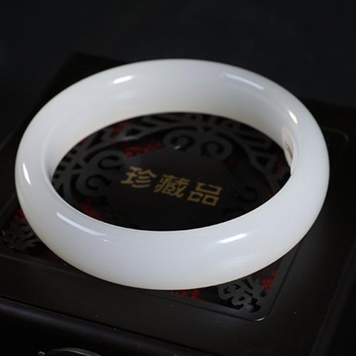 天然汉白玉手镯女款羊脂白玉石玉镯子珠宝证书