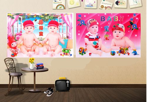 漂亮龙凤宝宝海报画备孕新房大图男娃娃画可爱萌娃大眼晴婴儿墙贴