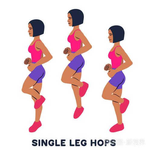 单腿跳跳跃体育锻炼女人做运动的剪影训练矢量图