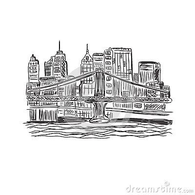 纽约城市的涂色简笔画