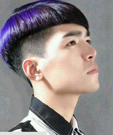 男生紫色片染沙宣短发发型