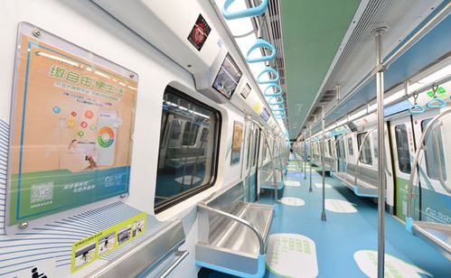 地铁7号线邮储银行号主题列车车厢内照片赏析