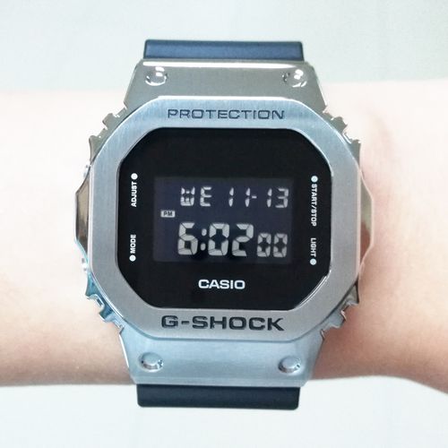 卡西欧方块g-shock手表男gm-5600-1pr金属边防震防水