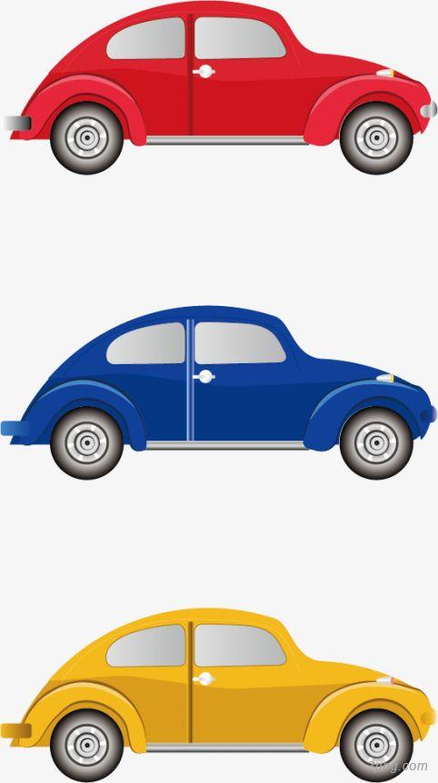 三辆卡通汽车png素材透明免抠图片-卡通手绘