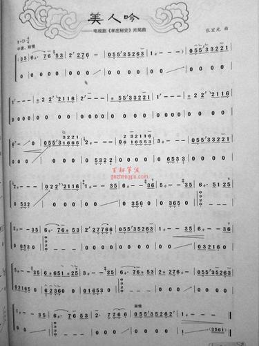 美人吟 古筝曲谱 d调