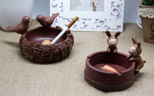 雅趣动物烟缸趣味卡通小鸟兔子老鼠猴子烟灰缸创意时尚礼物